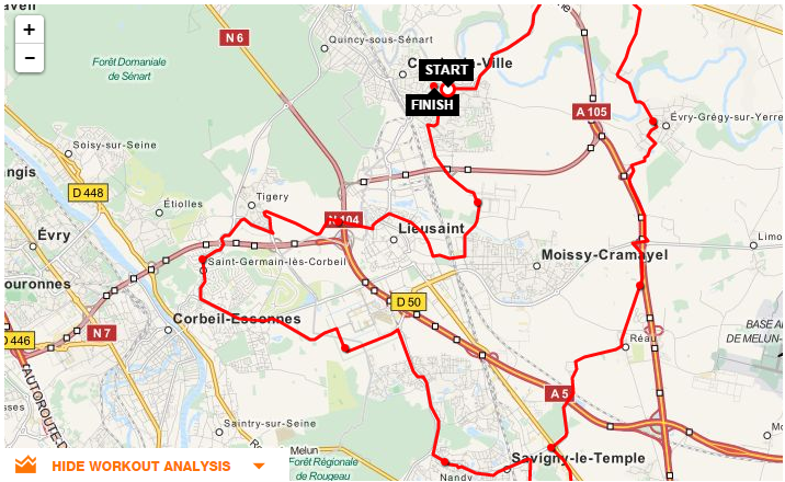 Parcours CLV-Brie Comte R-Evry G-Savigny-Saint Germain-Lieusaint