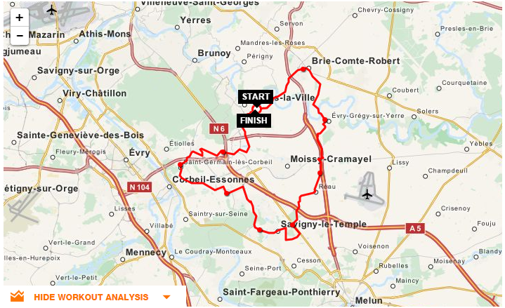 Parcours CLV-Brie Comte Robert-Evry Gregy-Savigny-Saint Germain