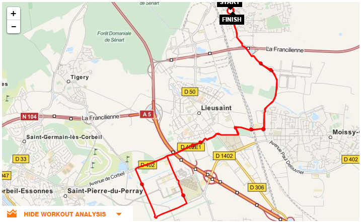 Parcours CLV-Carre Senart et retour