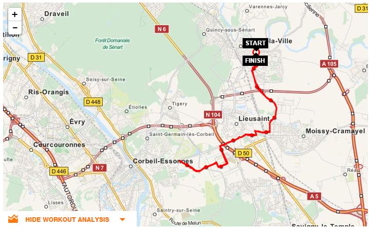 Parcours CLV-Carre Senart-Saint Pierre et retour