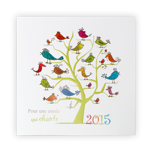 Carte voeux 2015 arbre et oiseaux