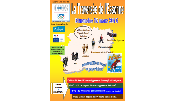 Affiche officielle de la randonnée Traversée de l'Essonne 2015